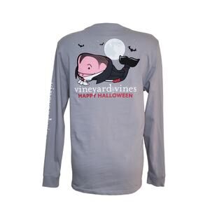 VINEYARD VINES KIDS LONG SLEEVE VAMPIRE WHALE TEE  GRAY‎  XL Halloween